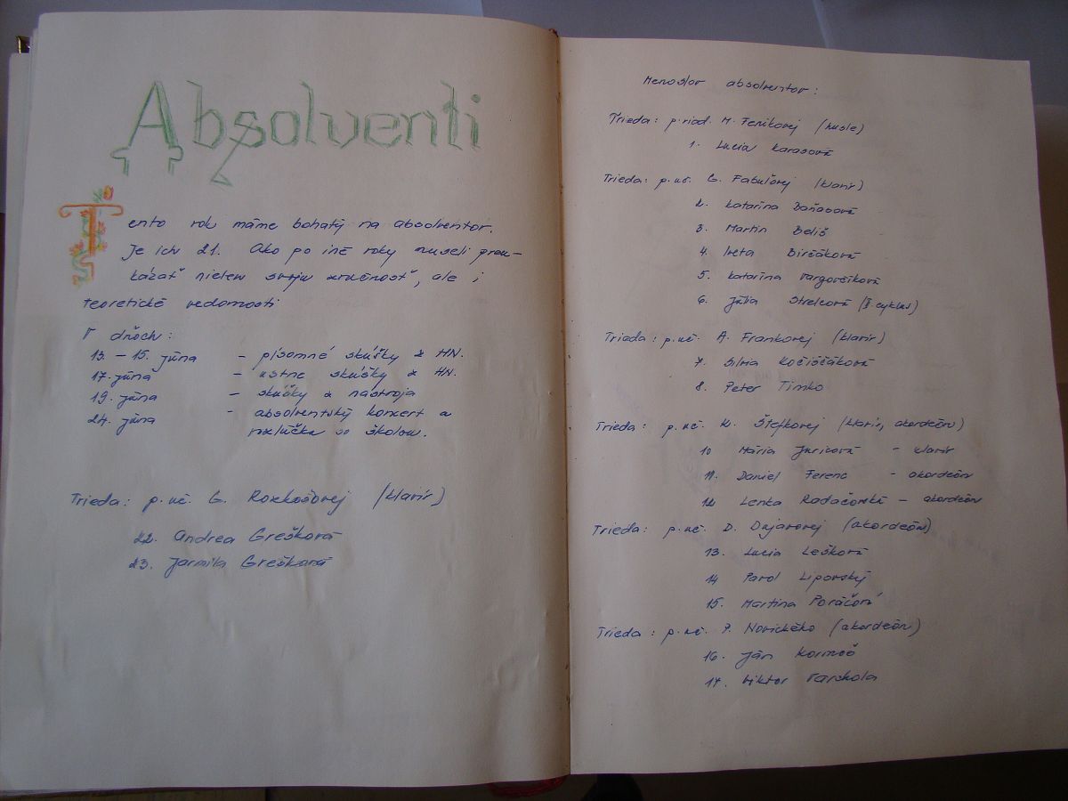 Kronika školy 1989-1995