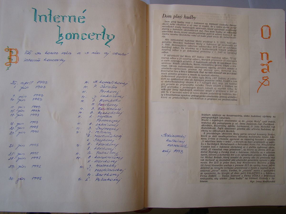 Kronika školy 1989-1995