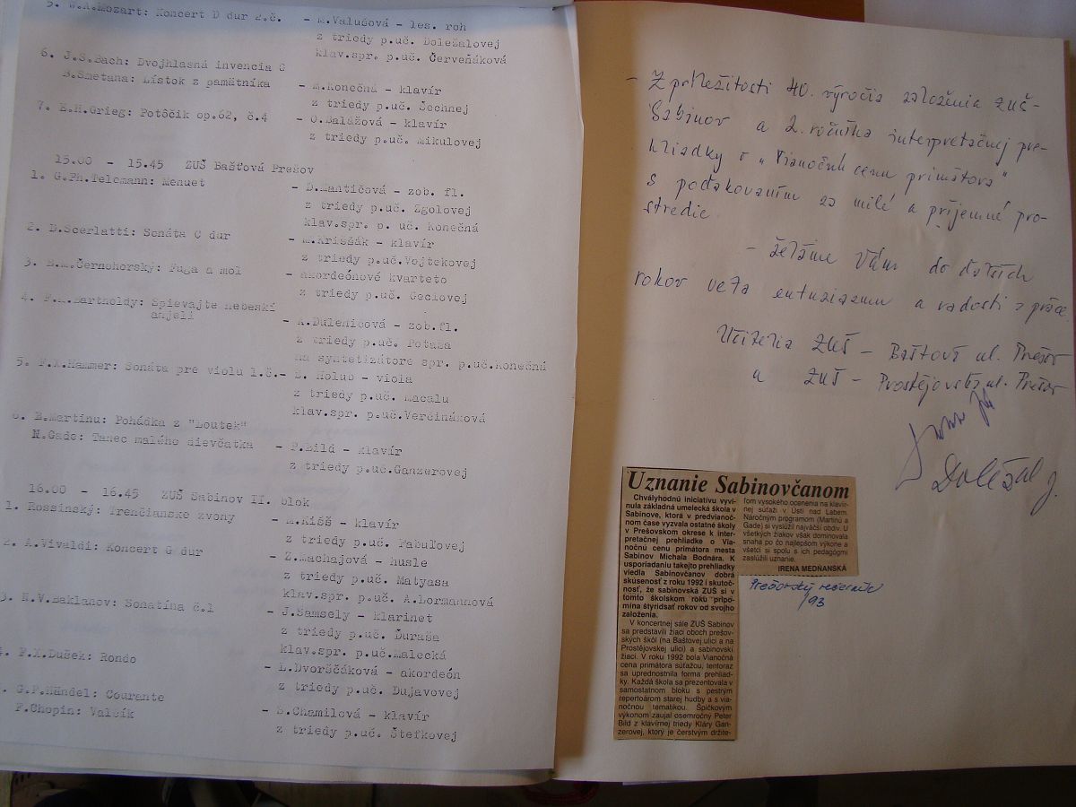 Kronika školy 1989-1995