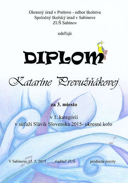 Slávik Slovenska 2015 - okresné kolo